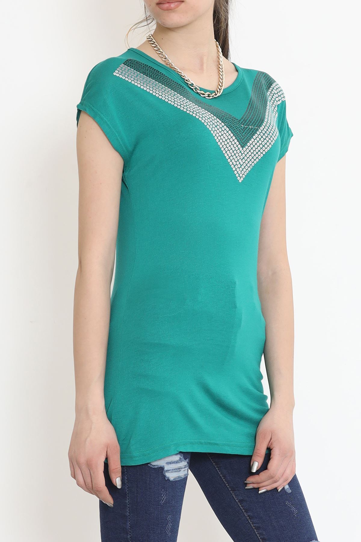 V Desen Pullu Bluz Yeşil - 17127.599.