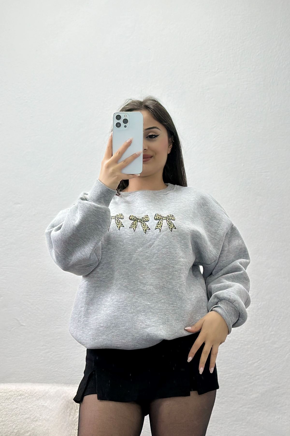 3 İplik Bisiklet Yaka Sweat Gri - 42241.1878.