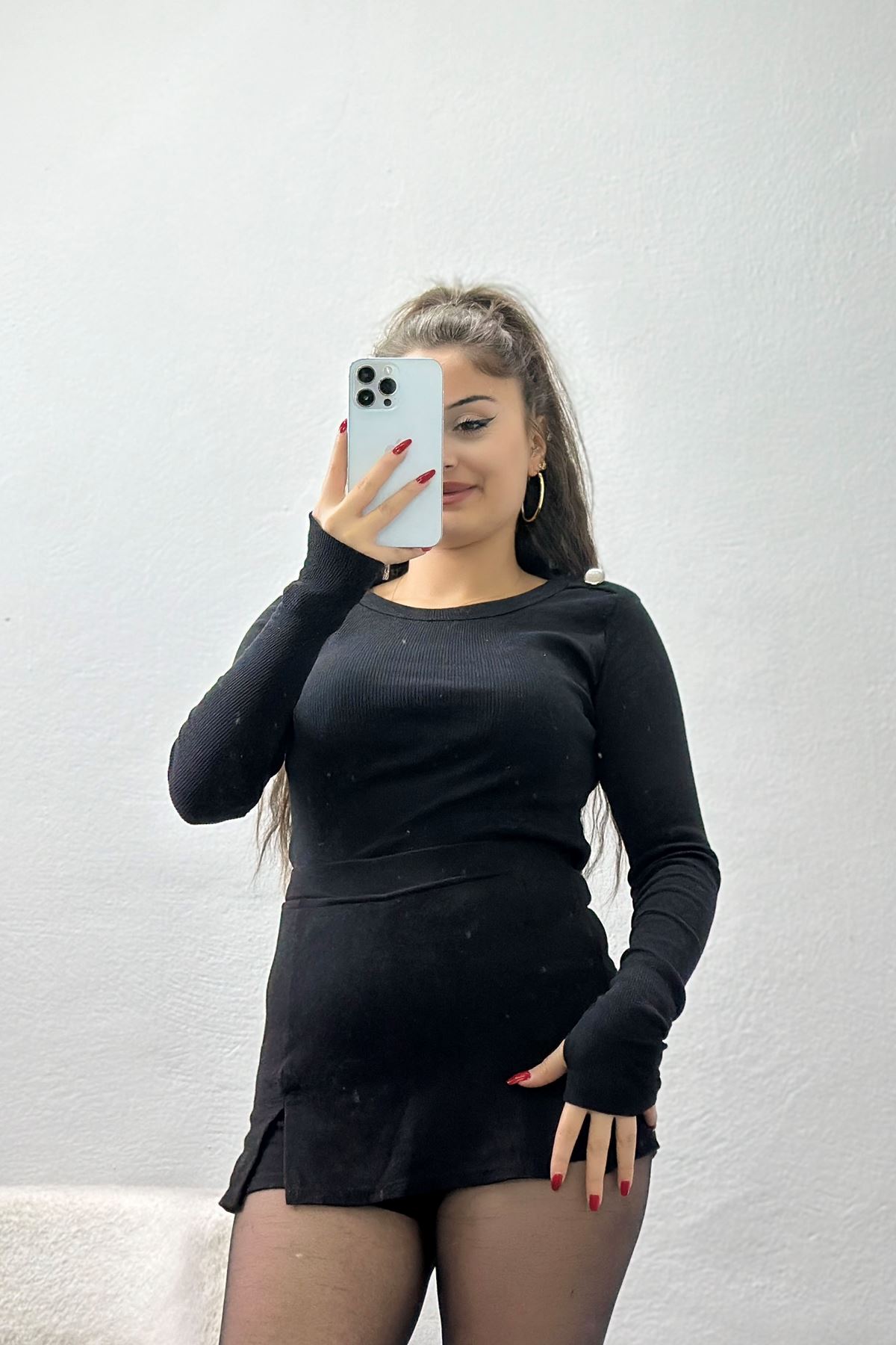 Bisiklet Yaka Omuz Düğmeli Kaşkorse Body Siyah - 70790.599.