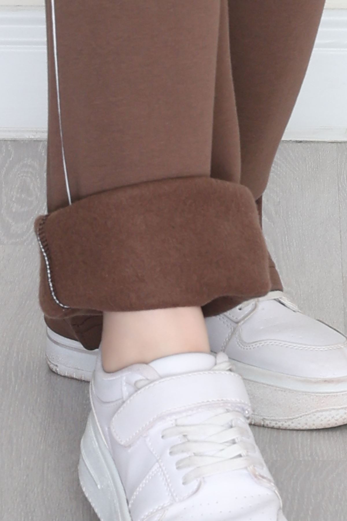 3 İplik Biyeli Palazzo Eşofman Altı Kahve - 30104.1878.