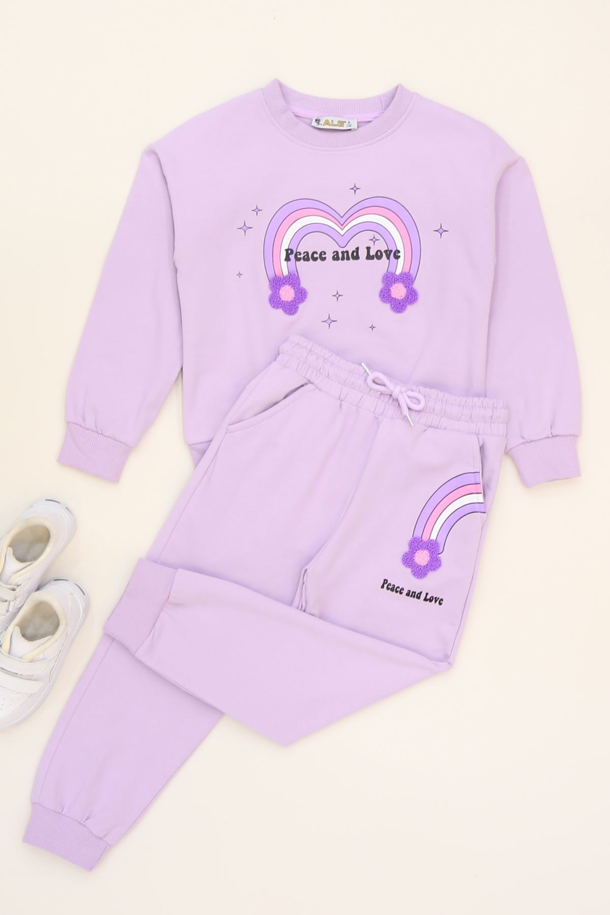 6-9 Yaş Şardonlu Yumoş Kumaş Takım Lila - 6264360.1576.