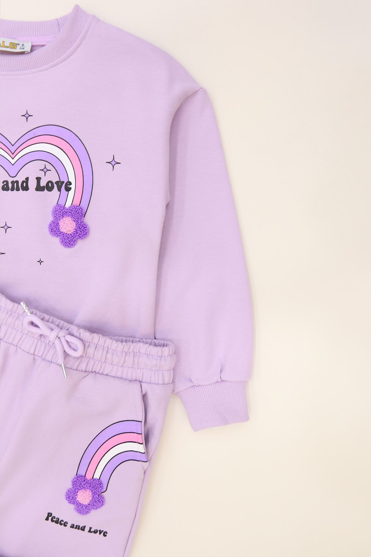 6-9 Yaş Şardonlu Yumoş Kumaş Takım Lila - 6264360.1576.