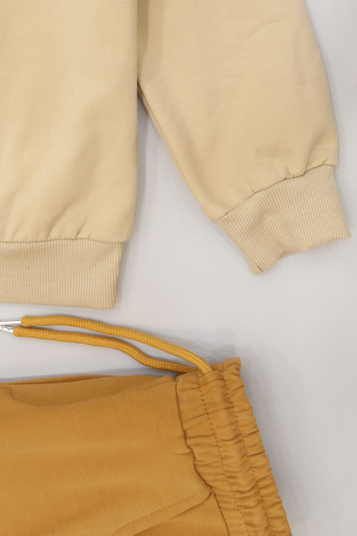 6-9 Yaş Şardonlu Yumoş Kumaş Takım Bej - 2264058.1576.