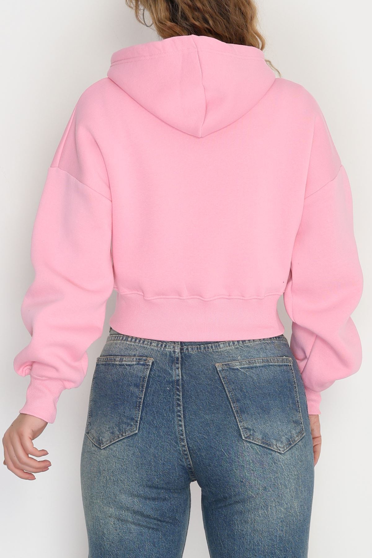3 İplik Kompakt Oversize Fermuarlı Sweat Pembe - 42501.1878.