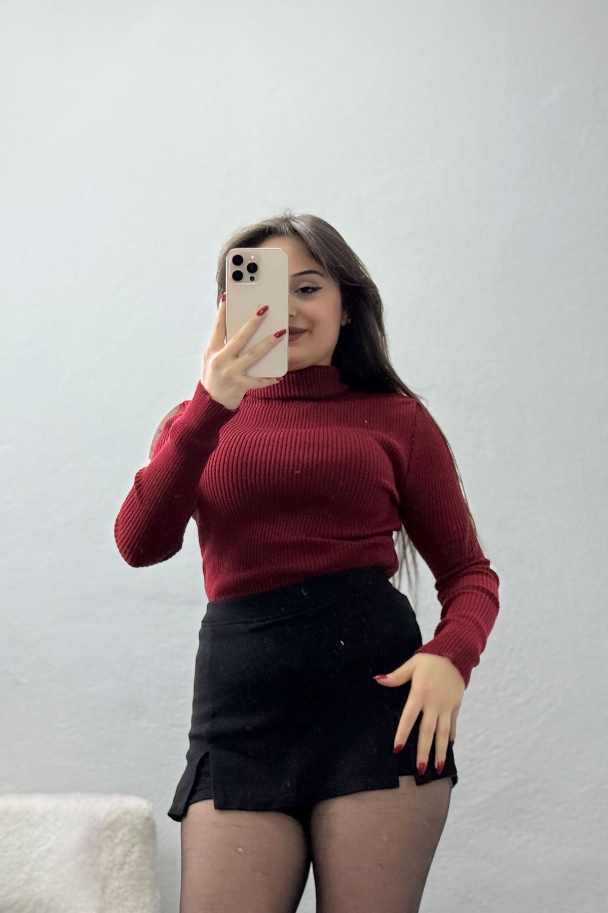 Balıkçı Yaka Triko Bordo - 70807.2052.