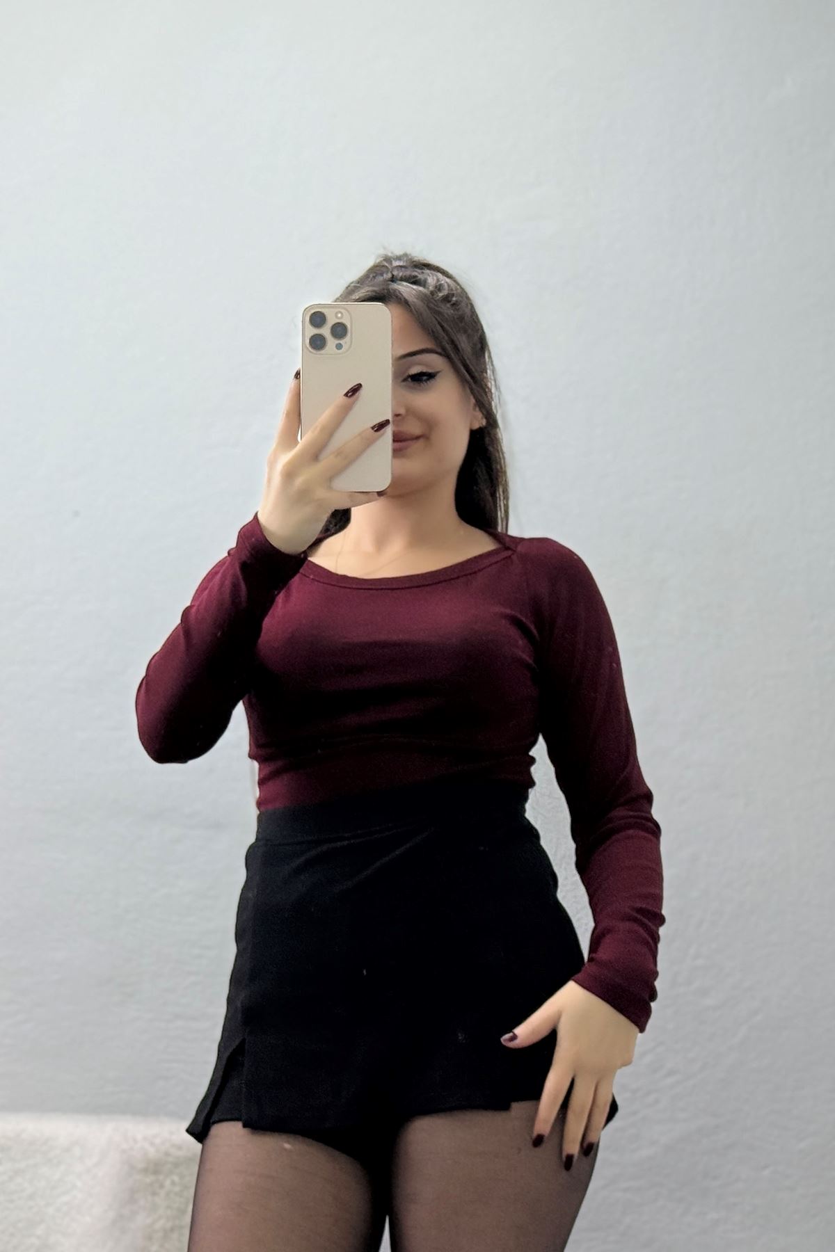 Kayık Yaka Penye Body Bordo - 42642.1868.