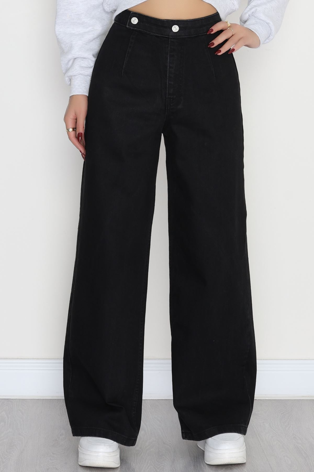 Cepsiz Pensli Palazzo Kot Pantolon Siyah - 31601.1184.