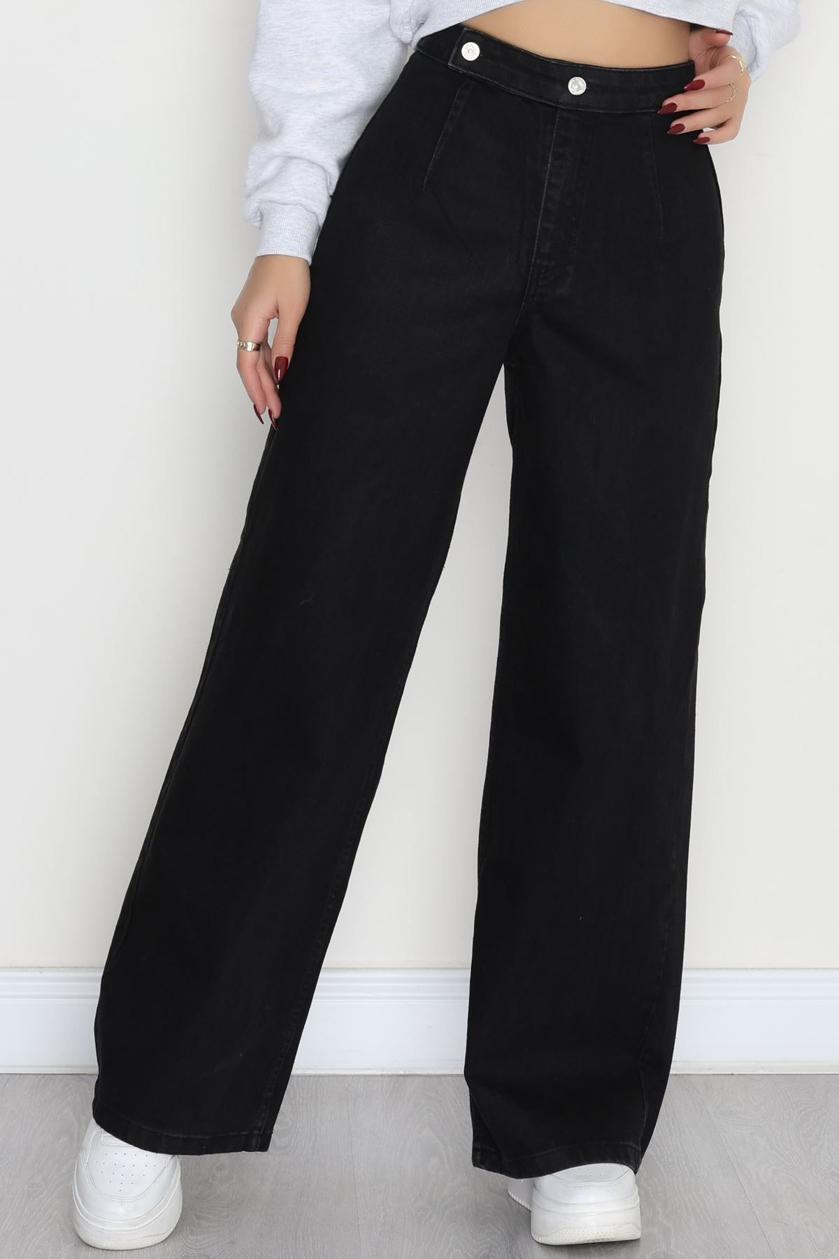 Cepsiz Pensli Palazzo Kot Pantolon Siyah - 31601.1184.