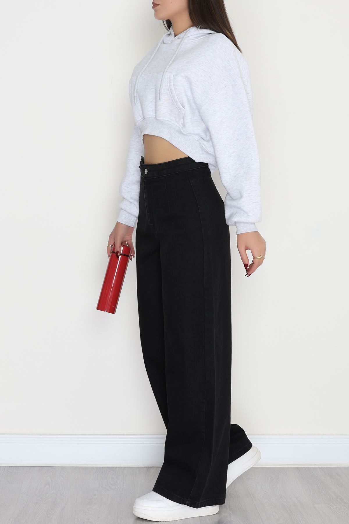 Cepsiz Pensli Palazzo Kot Pantolon Siyah - 31601.1184.