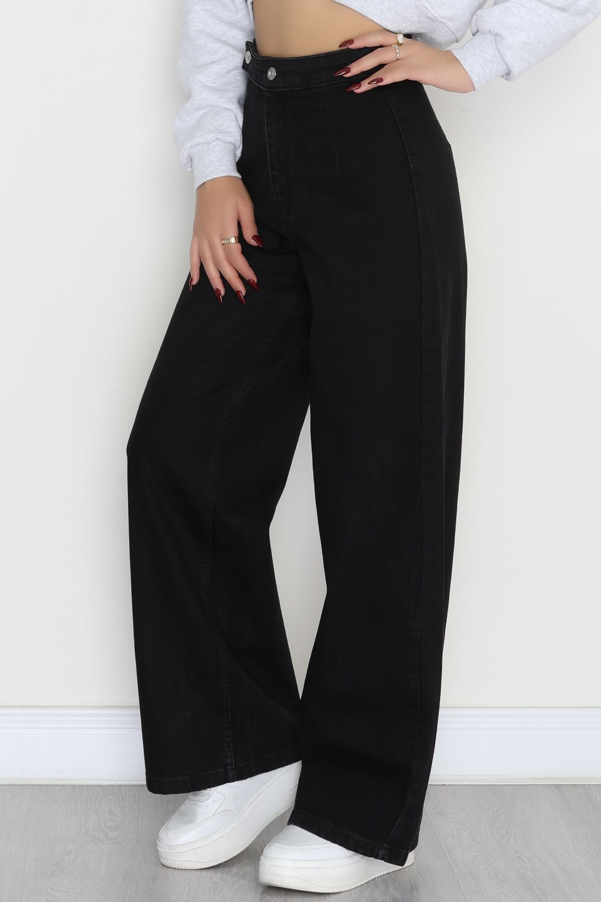 Cepsiz Pensli Palazzo Kot Pantolon Siyah - 31601.1184.