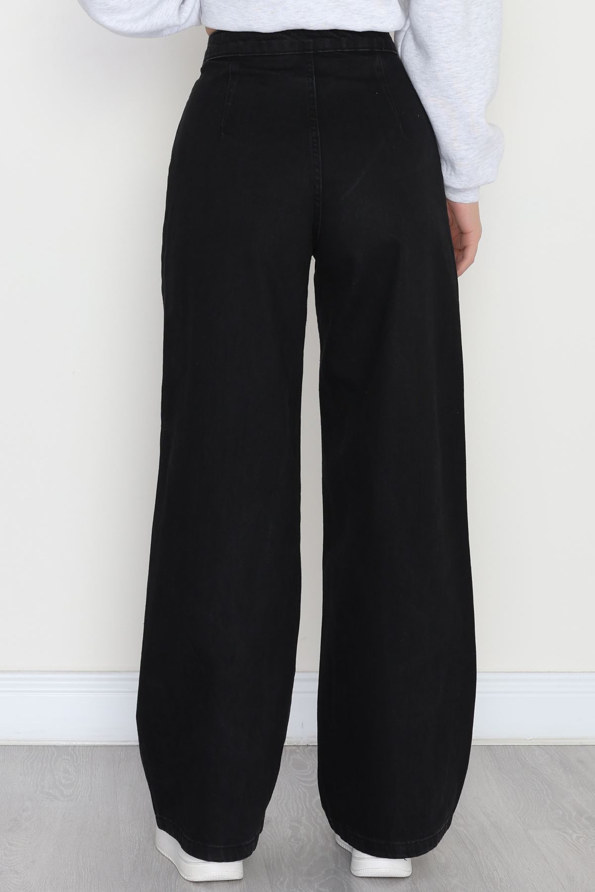 Cepsiz Pensli Palazzo Kot Pantolon Siyah - 31601.1184.