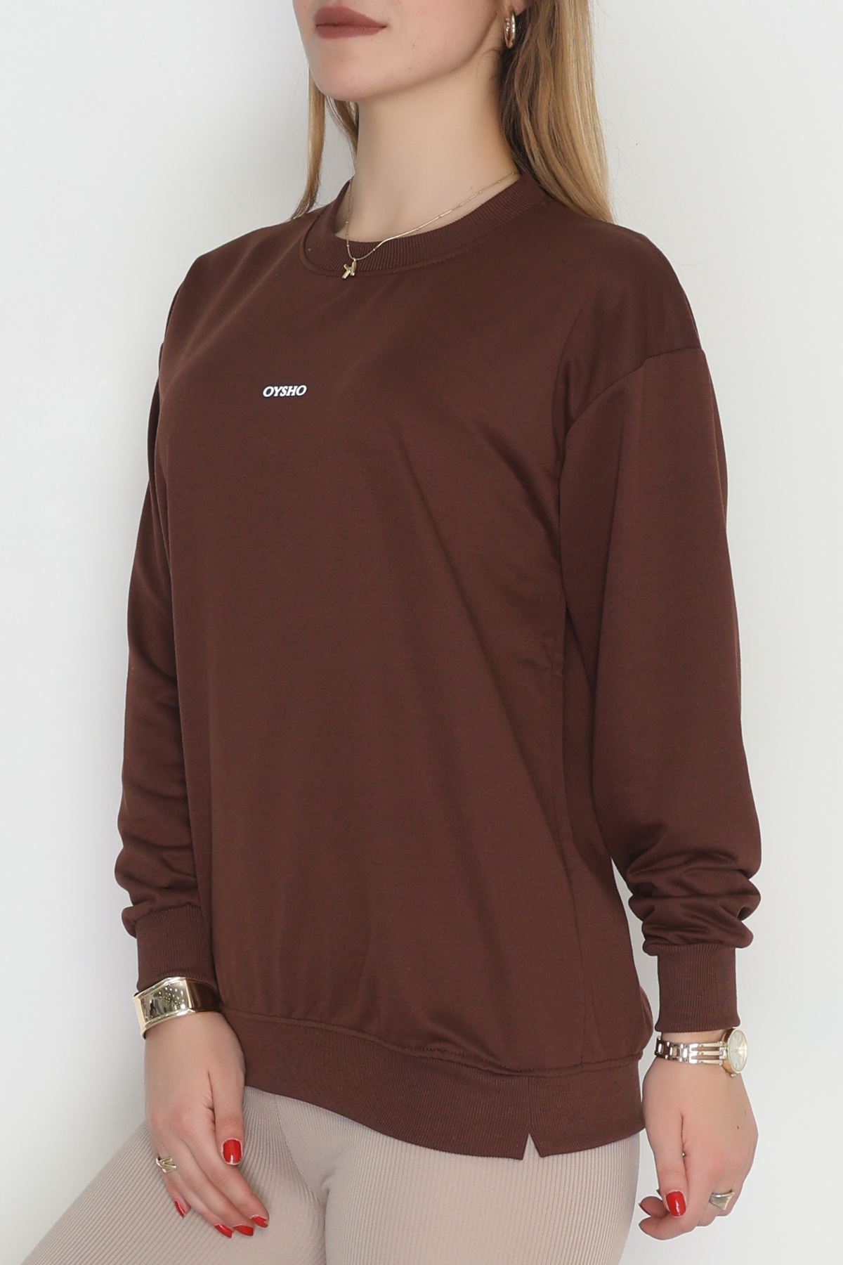 Baskılı 2 İplik Sweat Kahve - 20789.1878.