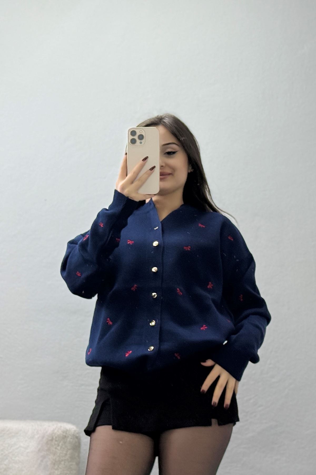 Fiyonk Detaylı Hırka Lacivertbordo - 3221.1577.