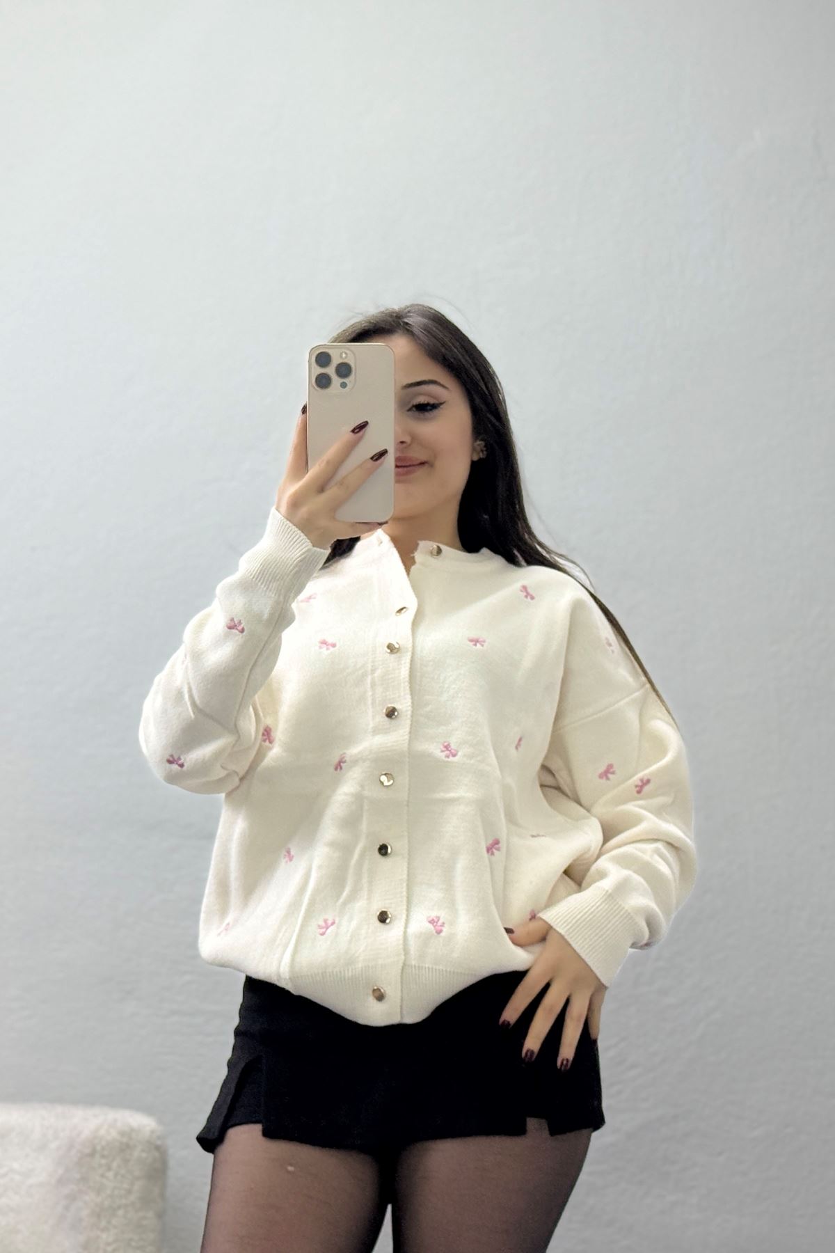 Fiyonk Detaylı Hırka Lattepembe - 3221.1577.