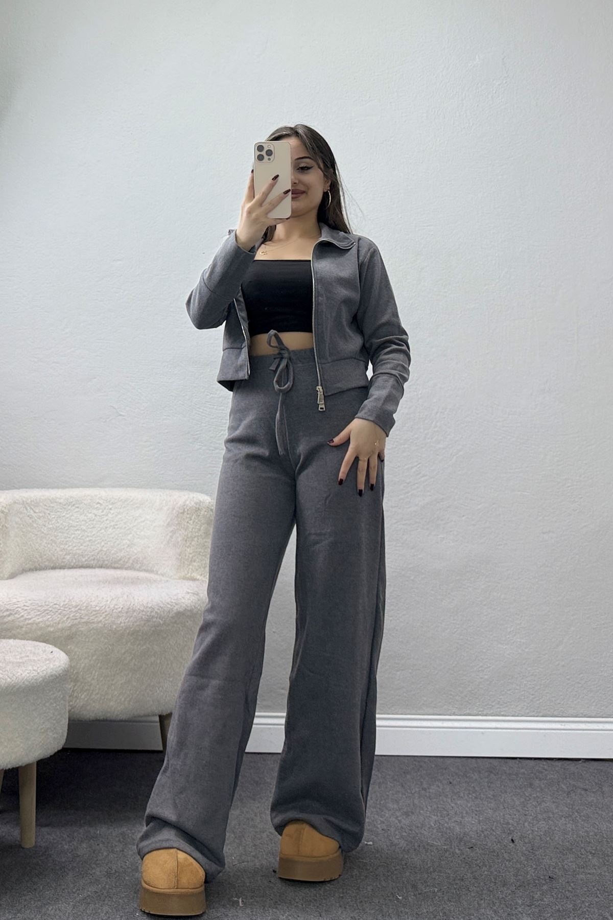 Çift Fermuarlı Selanik İkili Takım Antrasit - 42640.1567.