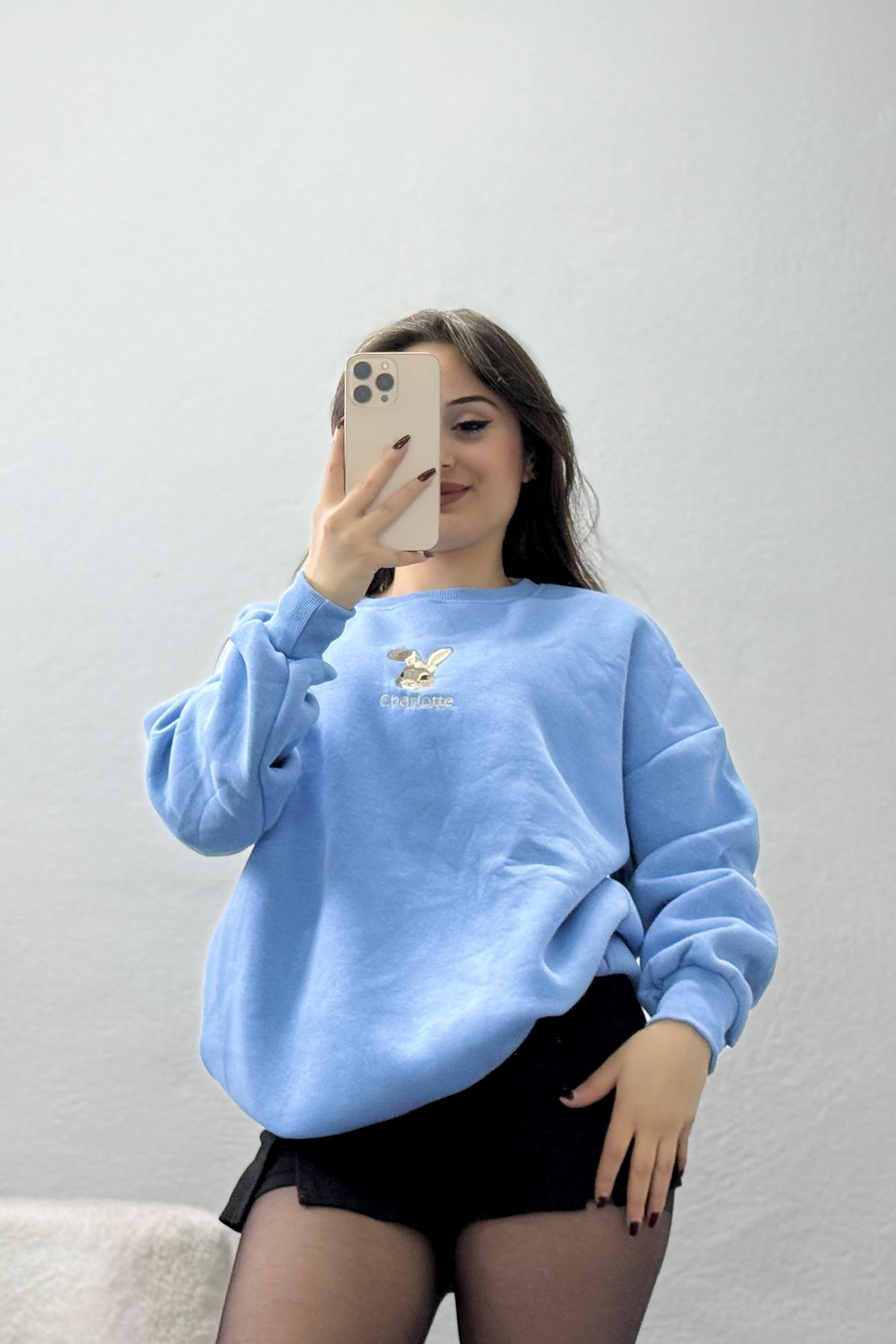 3 İplik Şardonlu Nakışlı Sweat Bebemavi - 42608.1878.