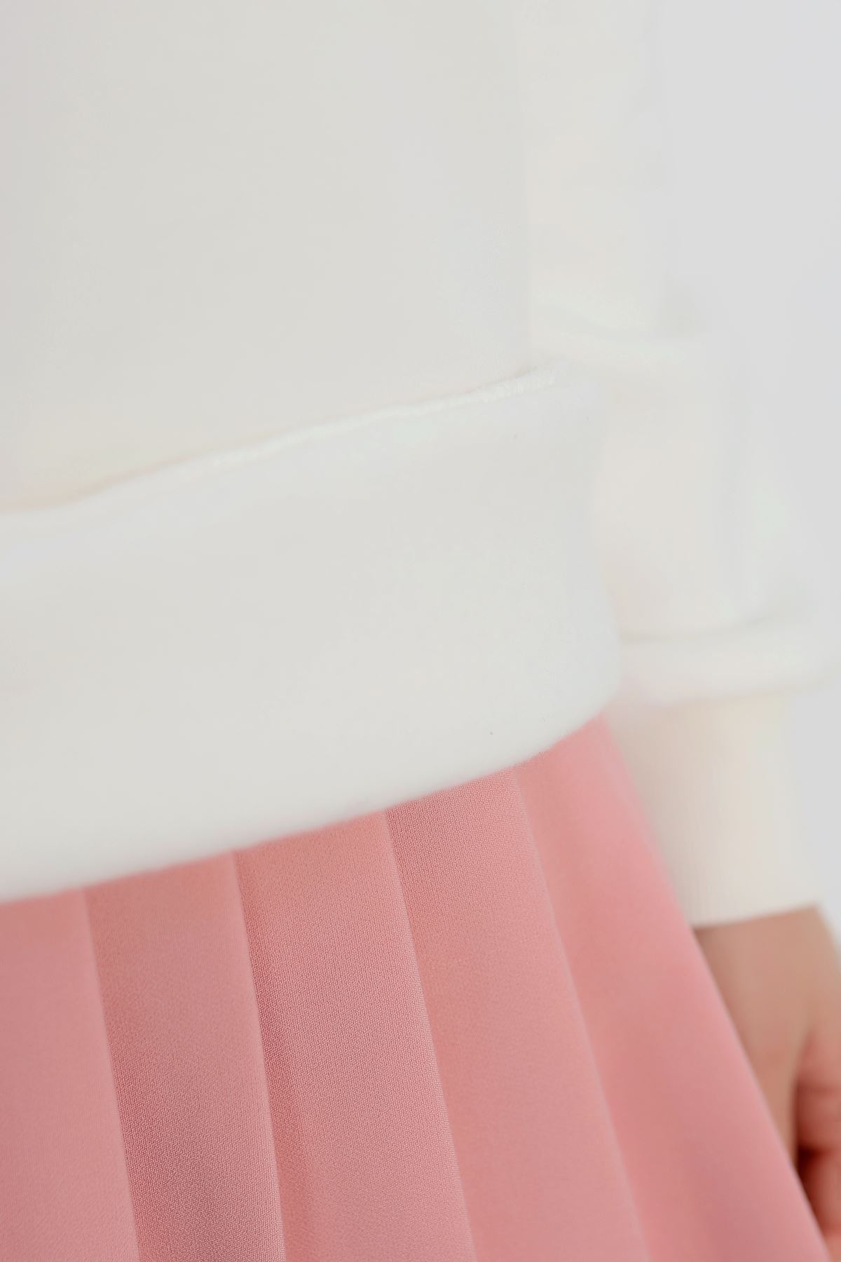 3 İplik Kapşonlu  Baskılı Sweat Ekru - 42223.1878.