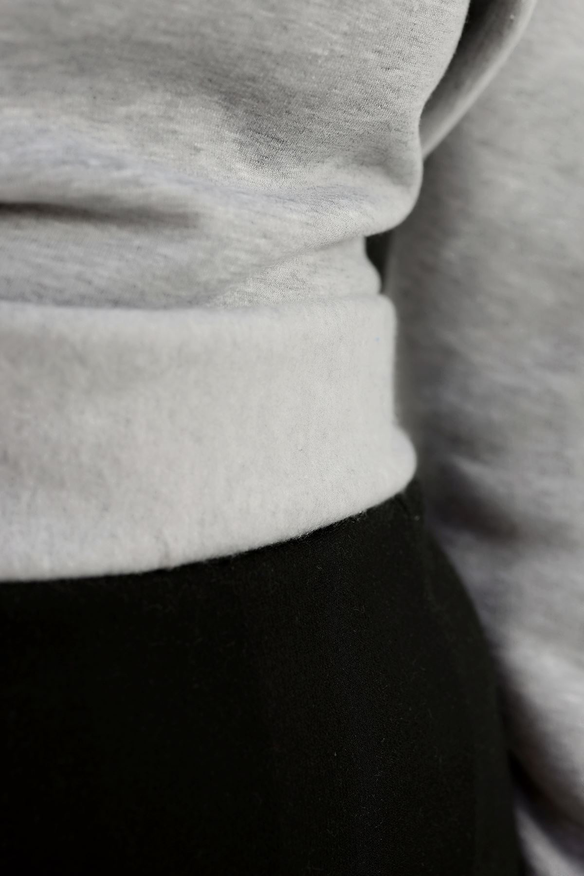 3 İplik Kapşonlu  Baskılı Sweat Gri - 42223.1878.