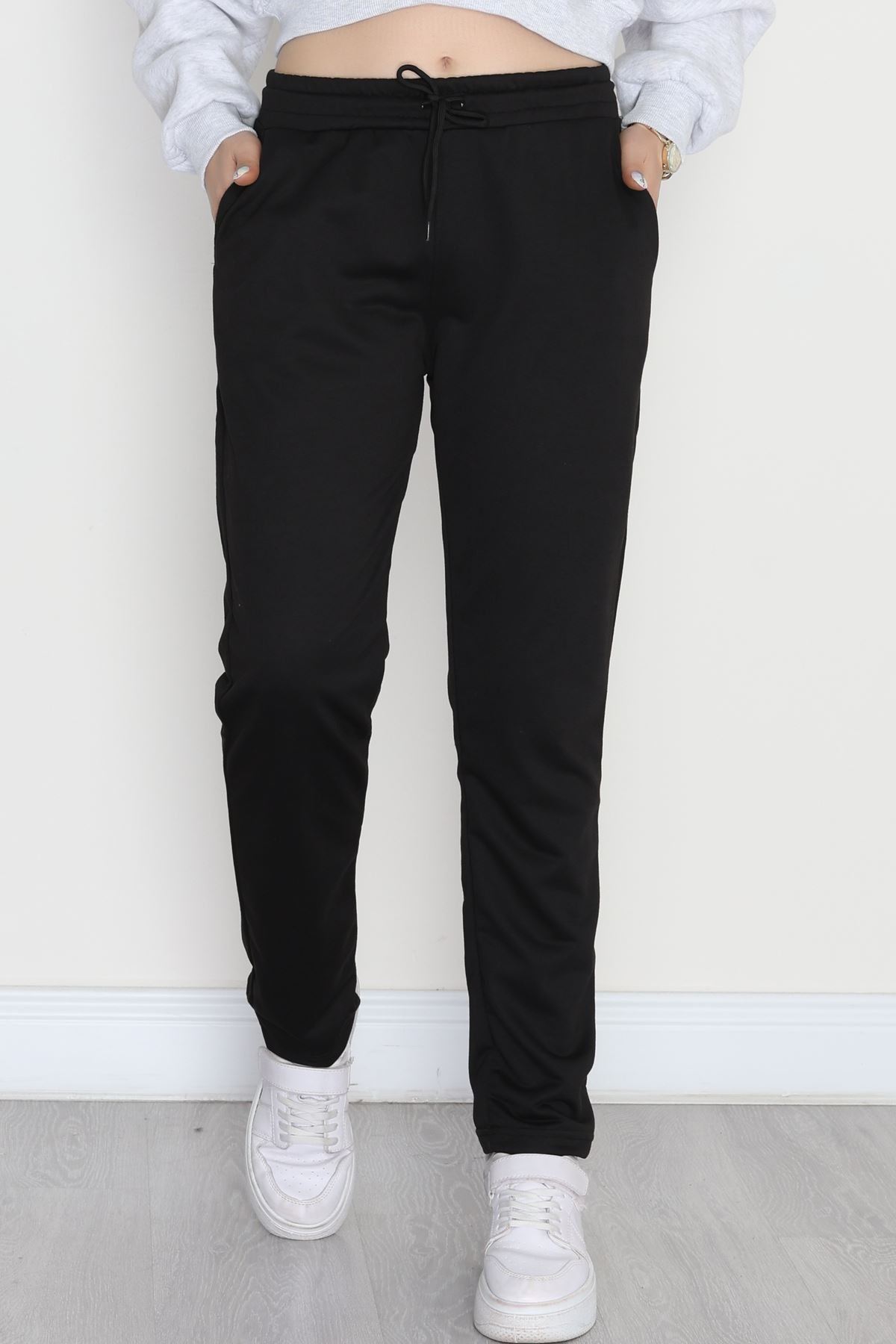 A Kalite 2 İplik Düz Paça Eşofman Altı Siyah - 40509.1431.