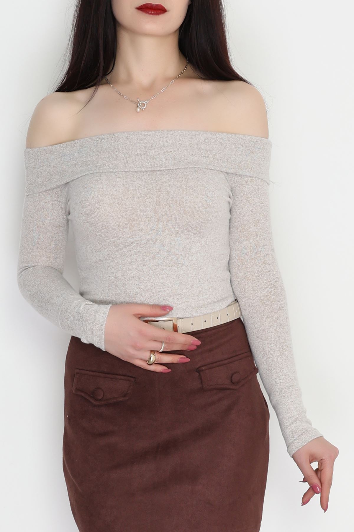 Madonna Yaka Crop Yumoş Body Bej - 50209.1723.