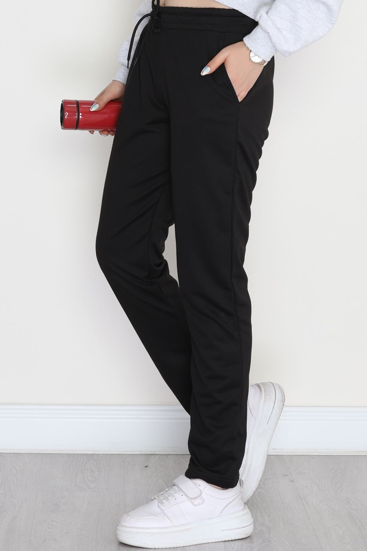 A Kalite 2 İplik Düz Paça Eşofman Altı Siyah - 40509.1431.