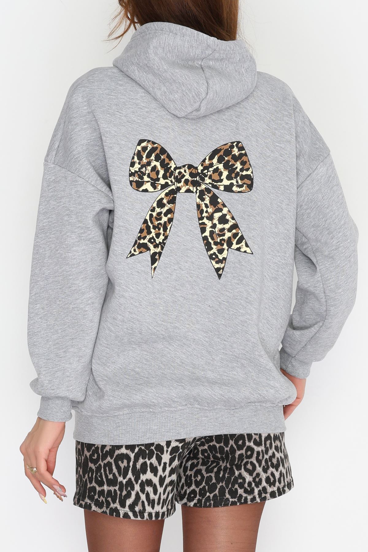 3 İplik Kanguru Cepli Kapşonlu Sweat Gri - 42251.1878.