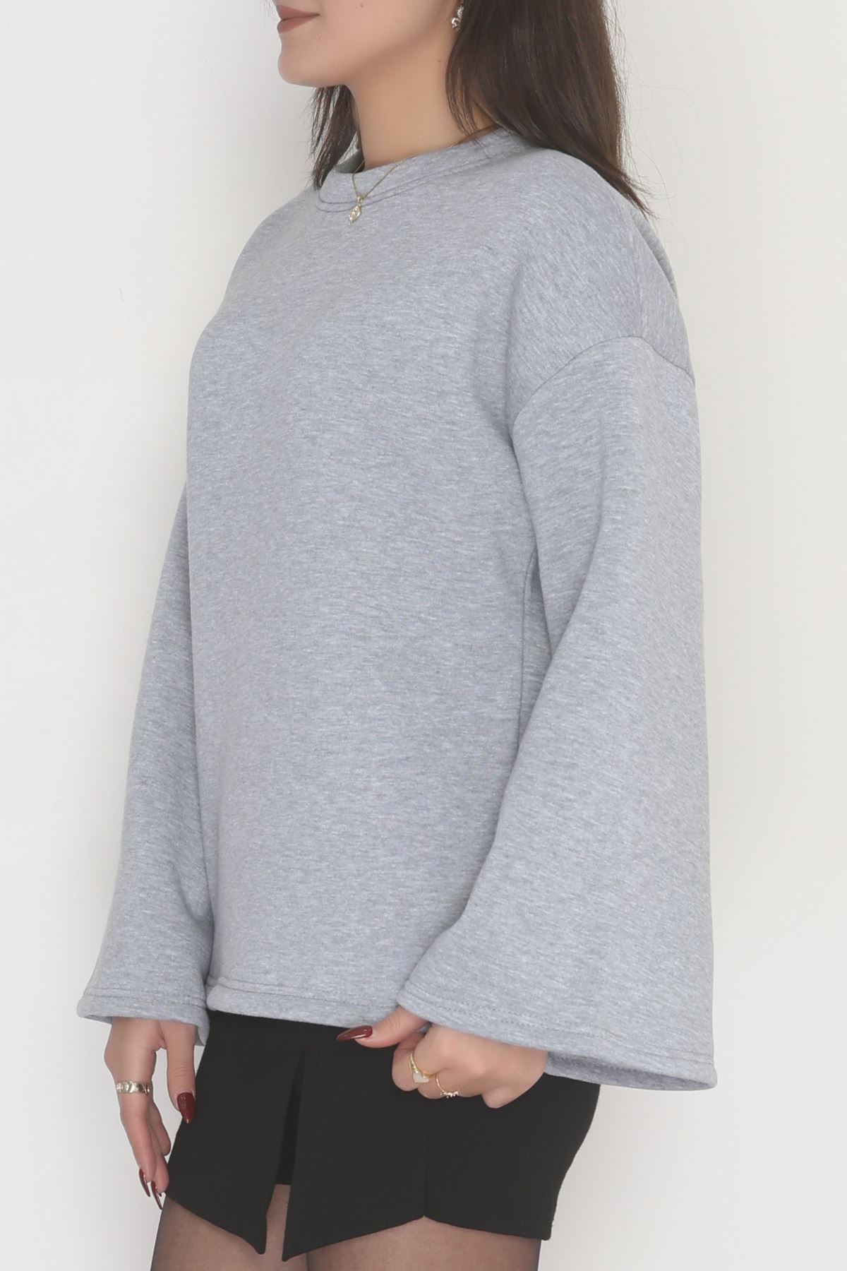 3 İplik Şardonlu İspanyol Kol Sweat Gri - 42606.1878.