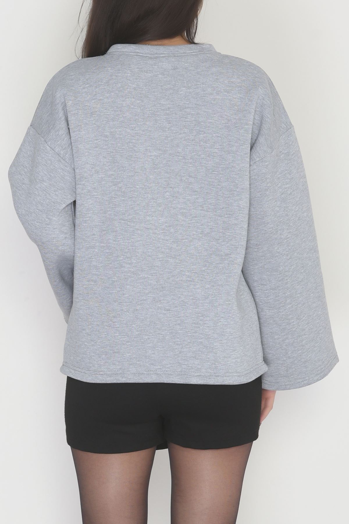 3 İplik Şardonlu İspanyol Kol Sweat Gri - 42606.1878.