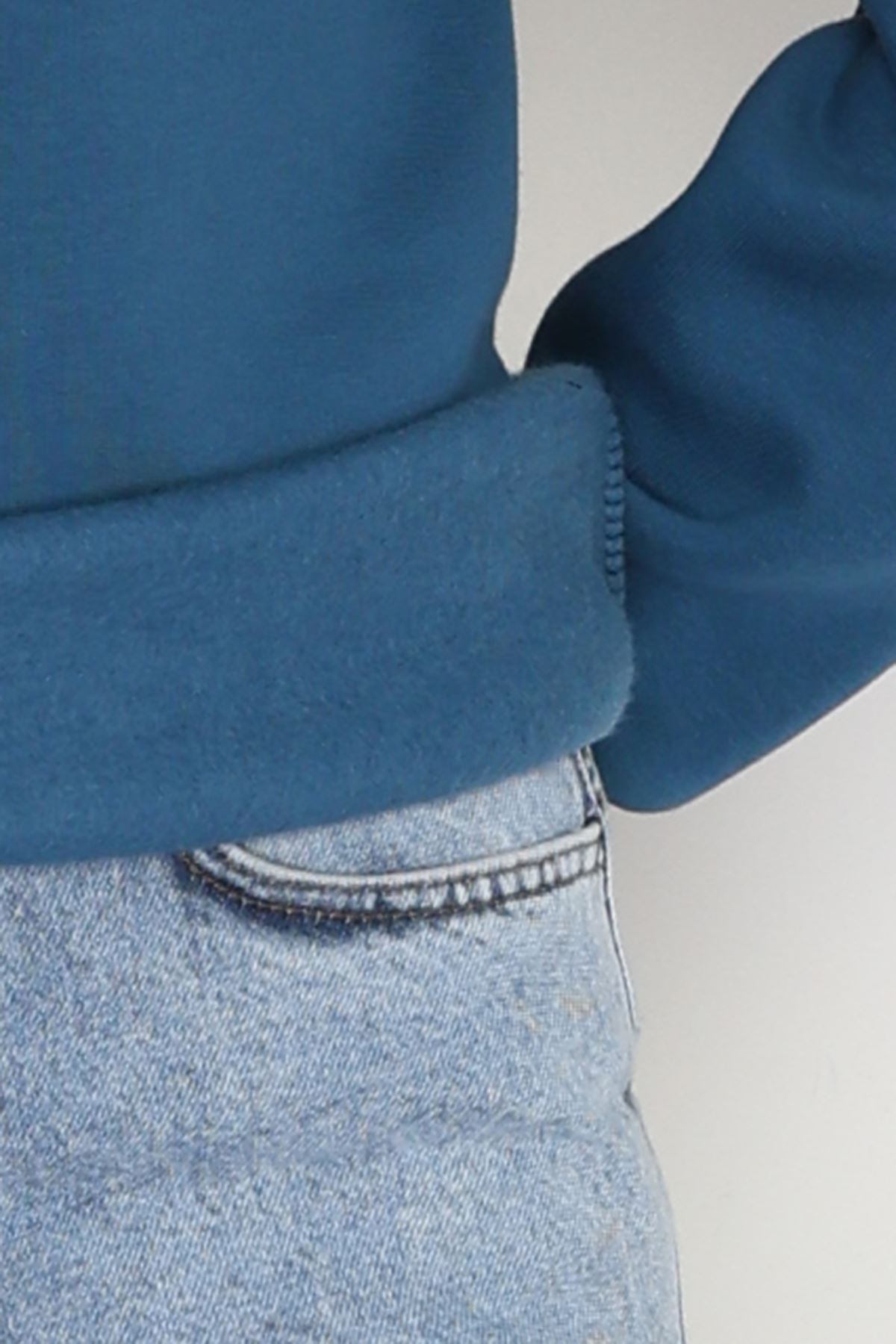 3 İplik Bisiklet Yaka Sweat Petrol - 42240.1878.