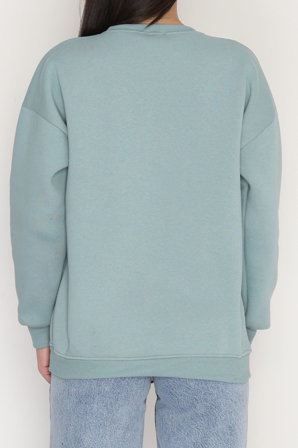 3 İplik Bisiklet Yaka Sweat Suyeşili - 42240.1878.