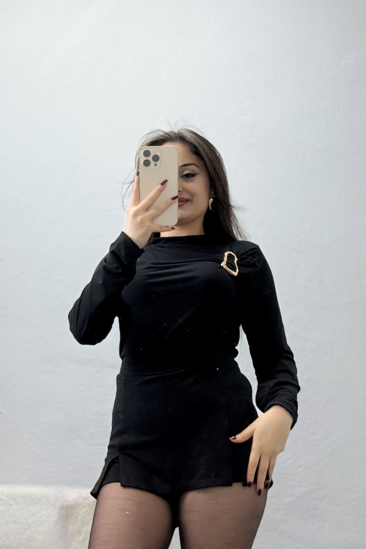 Toka Detaylı Sandy Bluz Siyah - 42666.1949.