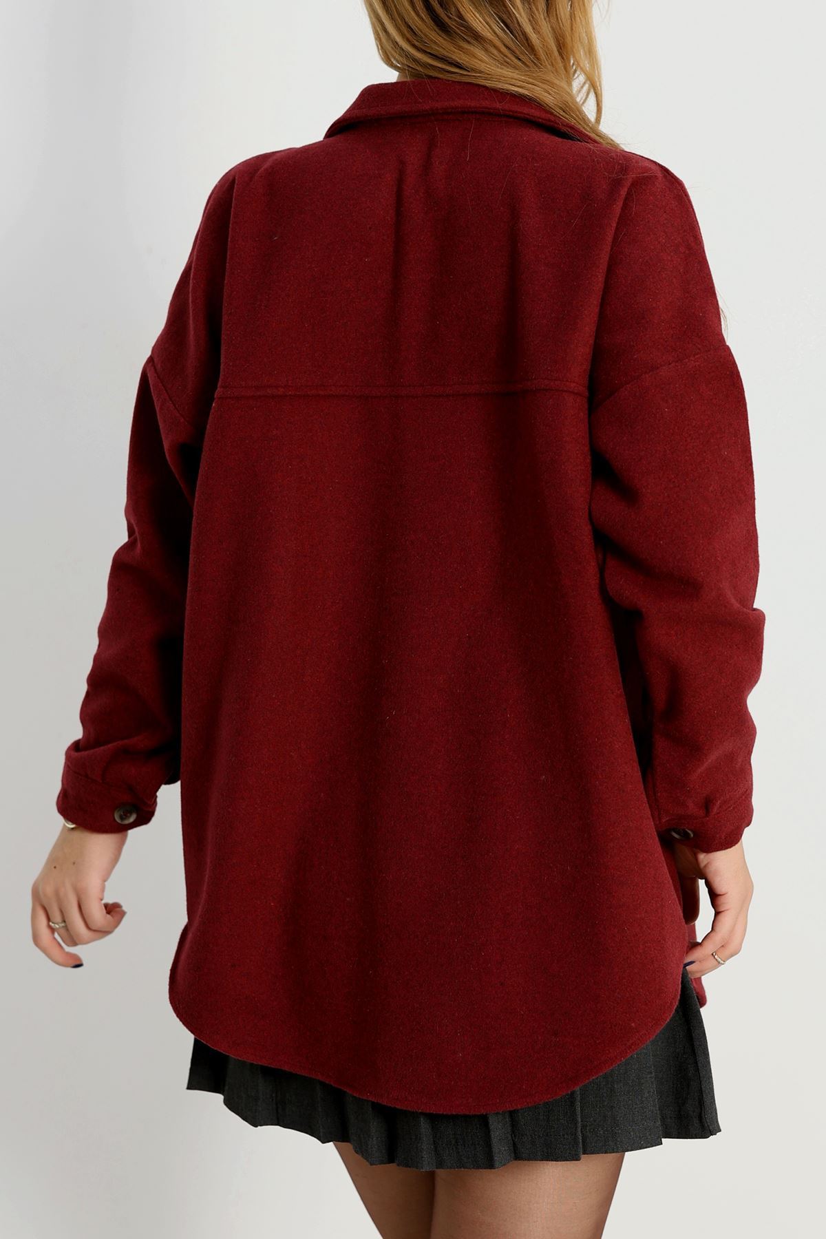 Çift Cep Kaşe Gömlek Bordo - 20258.1775.