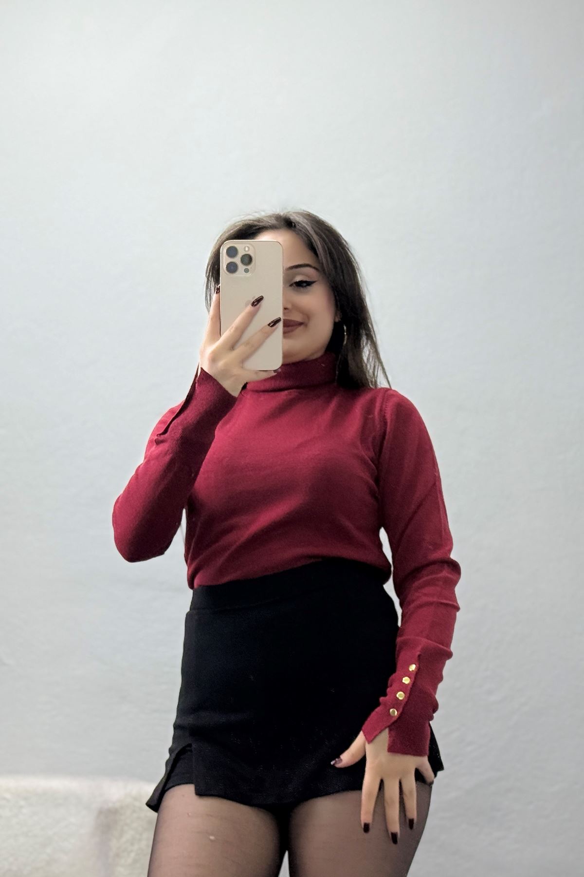 Viskon Elit Boğazlı Triko  Bordo - 31057.1766.