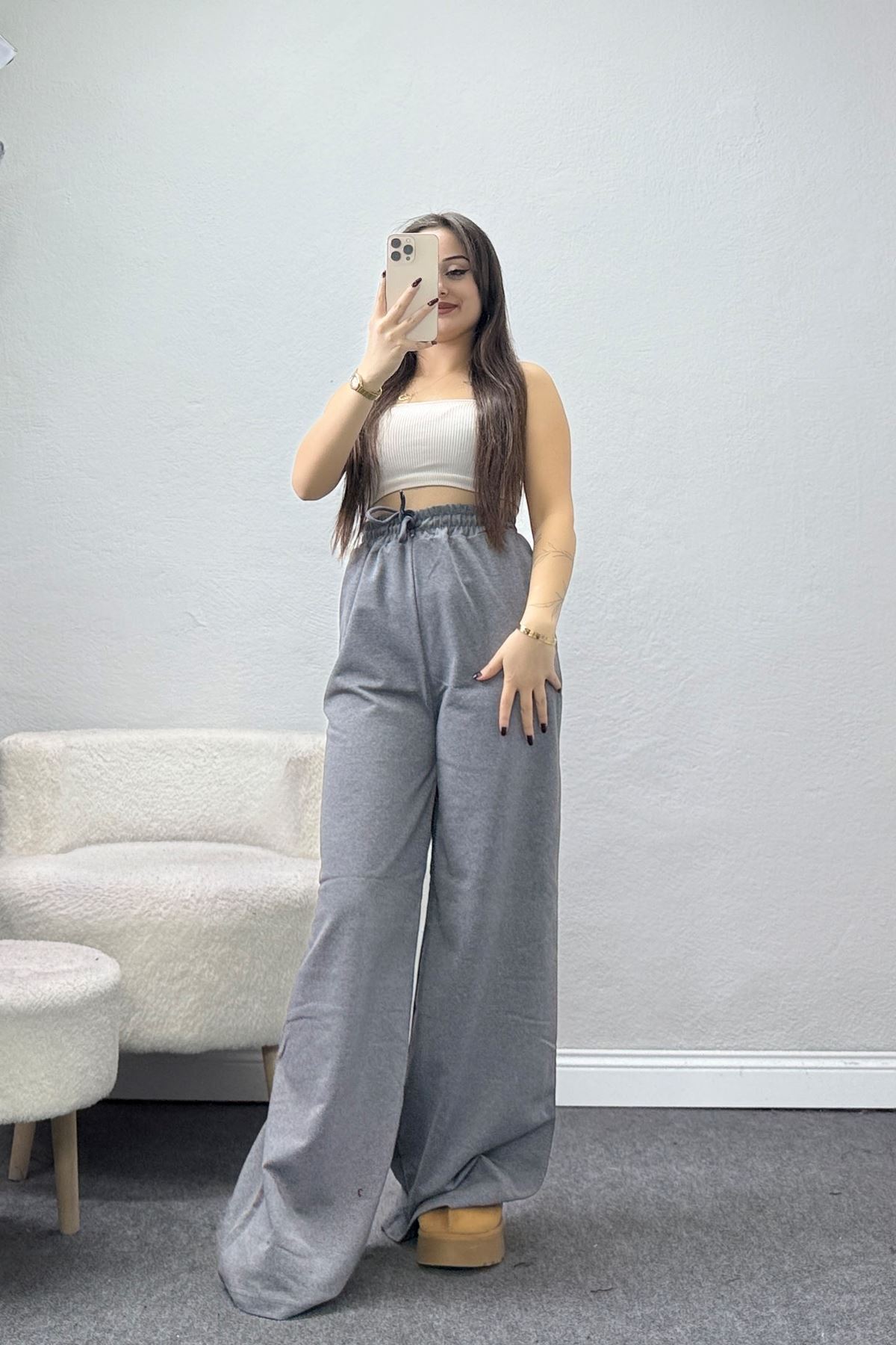 2 İplik Çımalı Eşofman Altı Füme - 52027.1857.