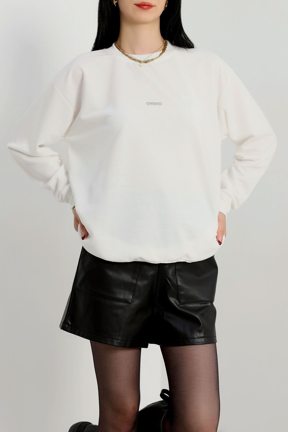 Baskılı 2 İplik Sweat Ekru - 20789.1878.