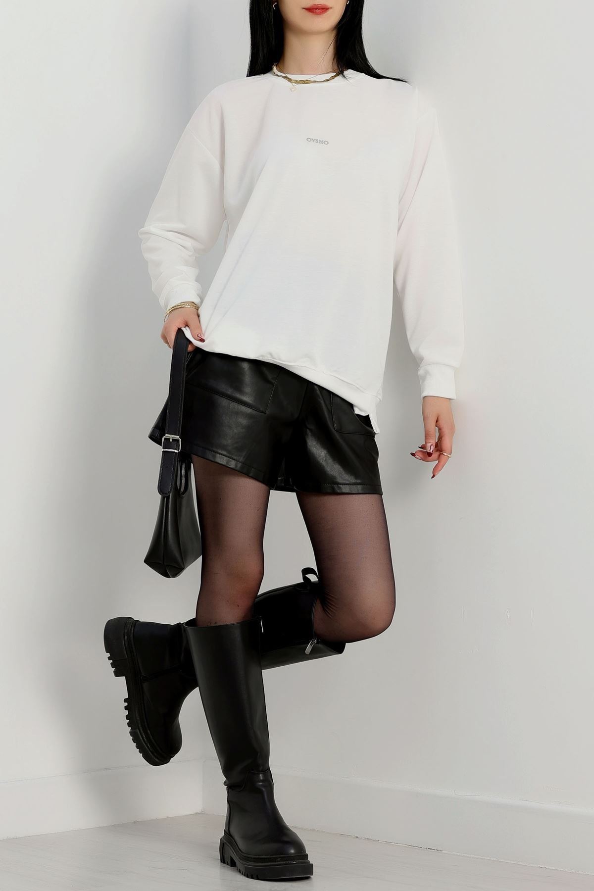 Baskılı 2 İplik Sweat Ekru - 20789.1878.