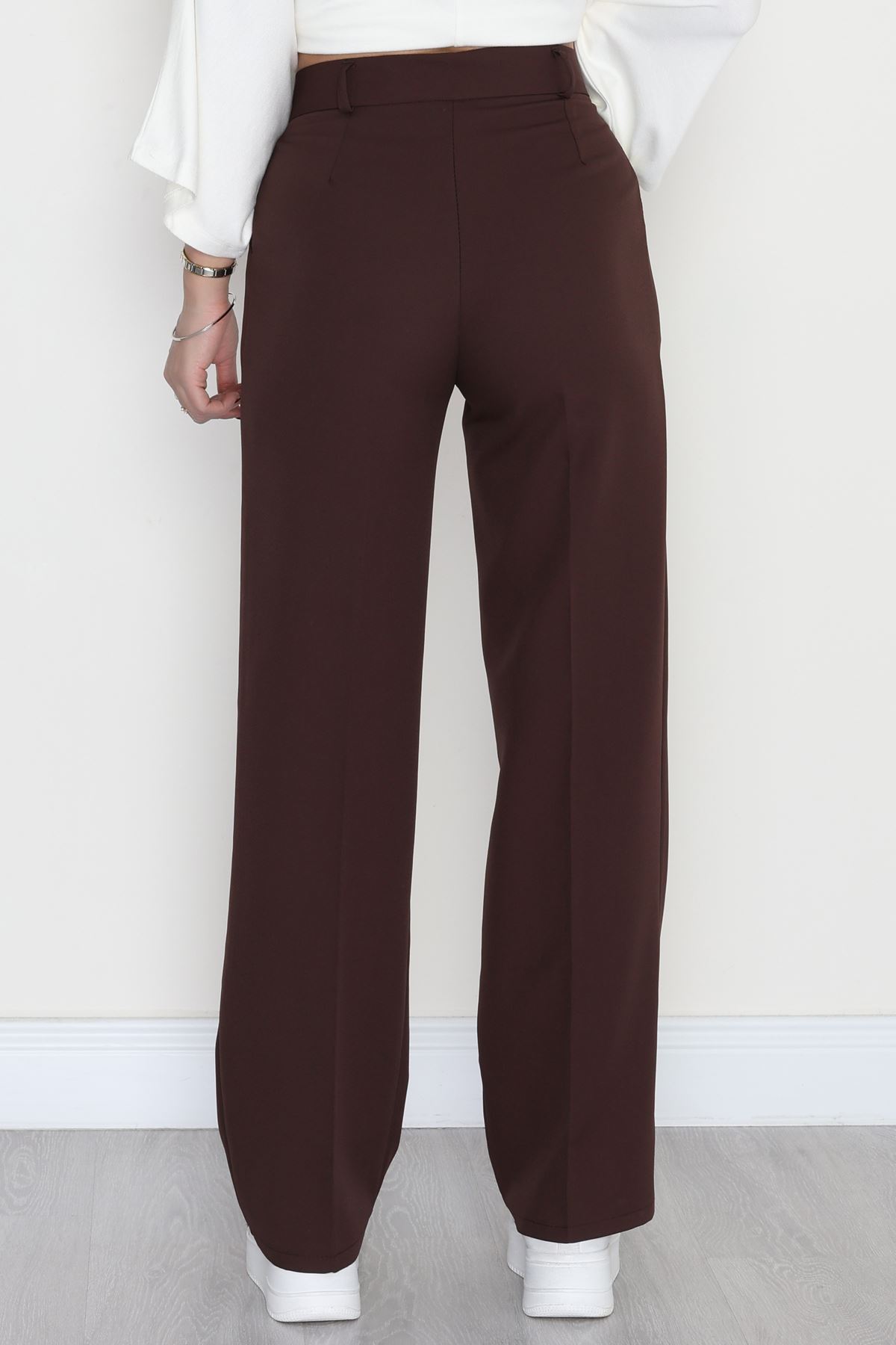 Tek Düğme Palazzo Pantolon Kahve1 - 90022.1397.