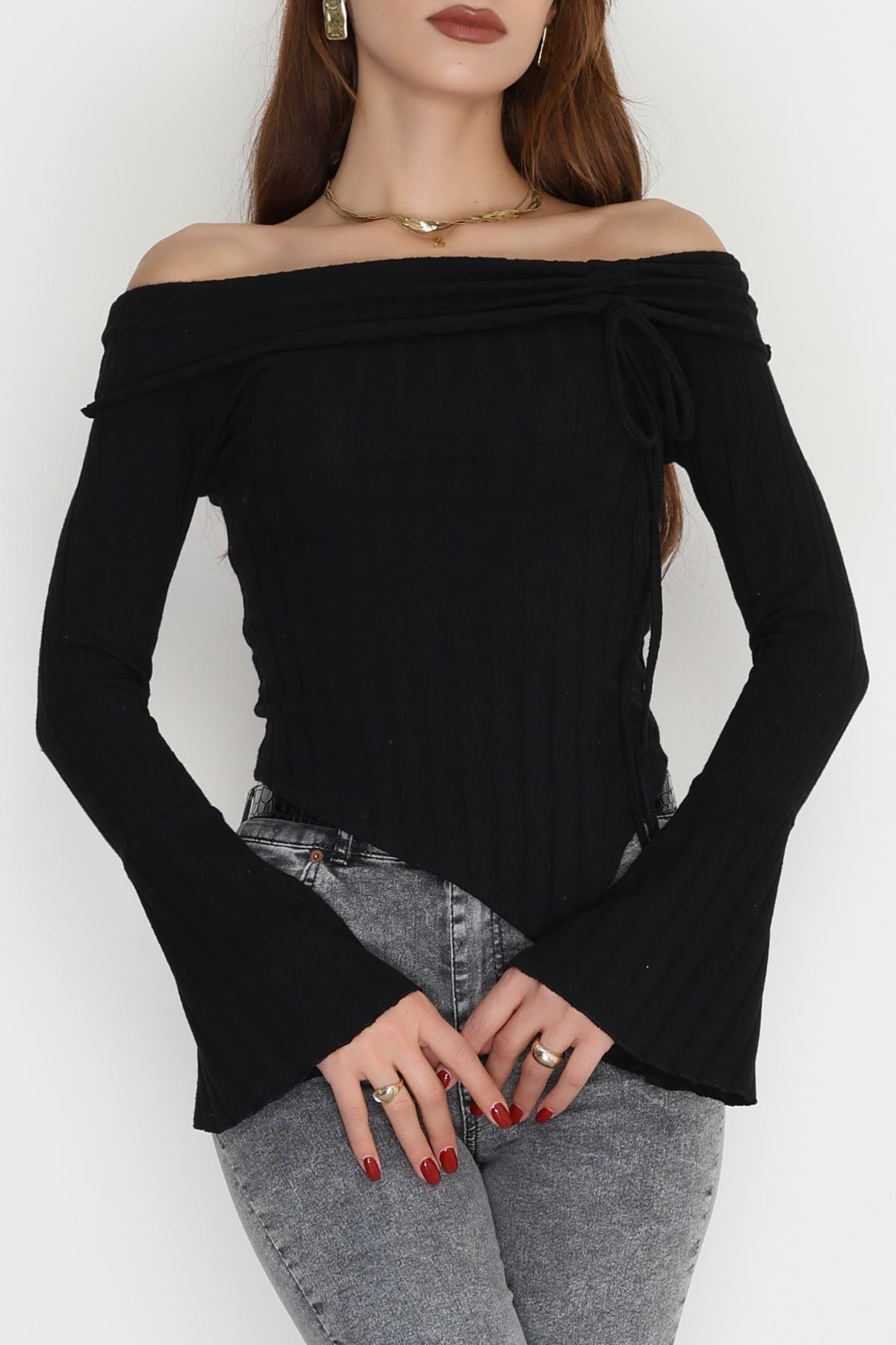 Madonna Yaka İnterlok Bluz Siyah - 90971.1748.