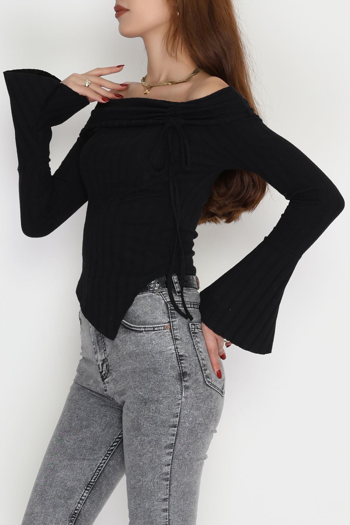 Madonna Yaka İnterlok Bluz Siyah - 90971.1748.