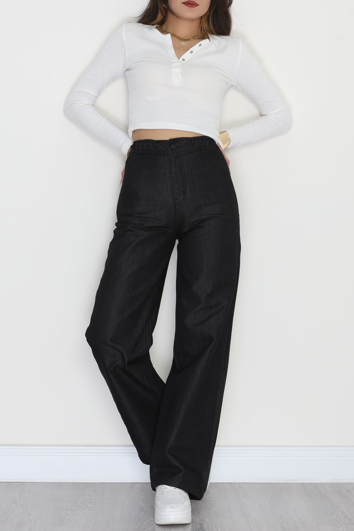 Bel Lastikli Palazzo Kot Pantolon Siyahçizgili - 42470.2088.