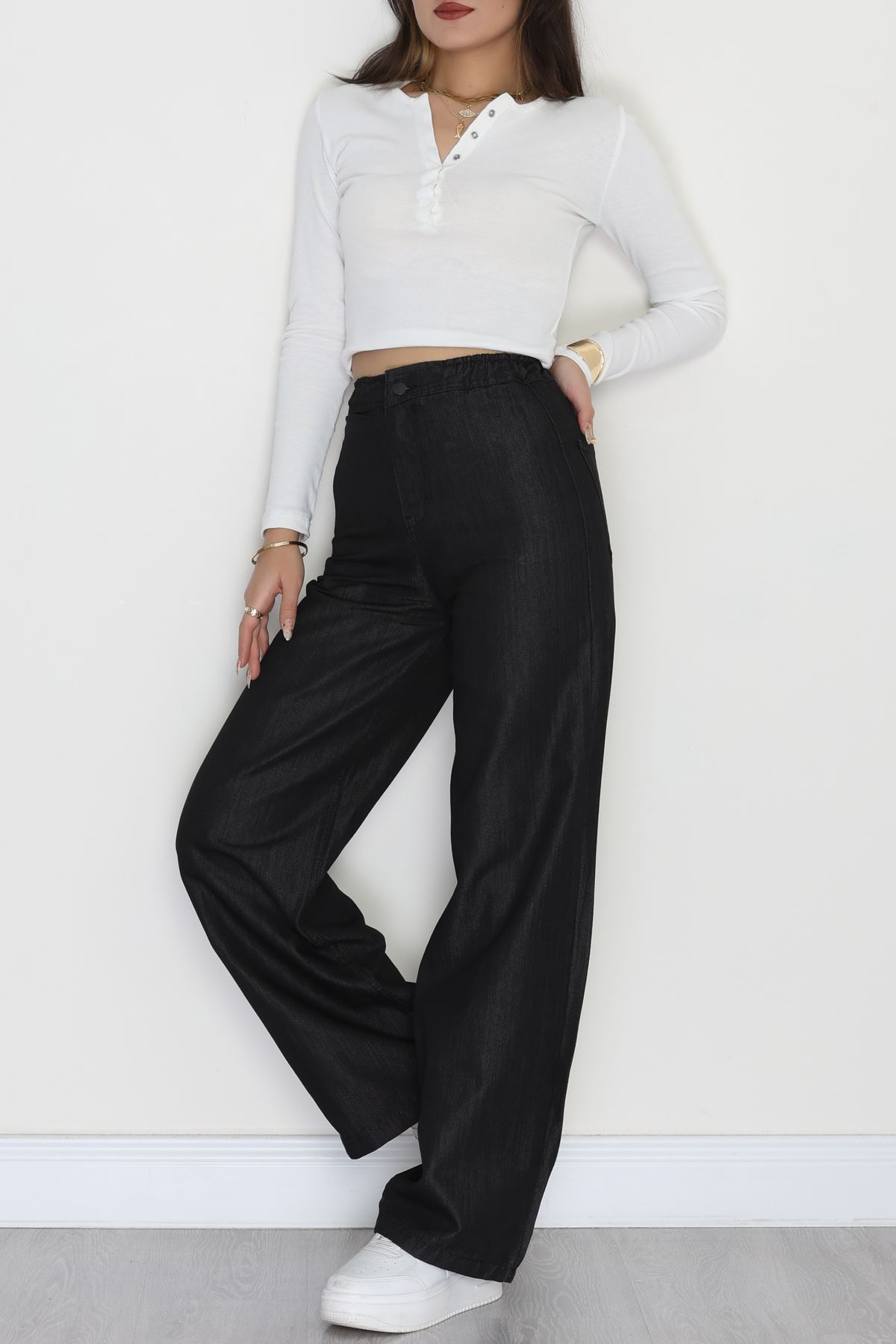 Bel Lastikli Palazzo Kot Pantolon Siyahçizgili - 42470.2088.