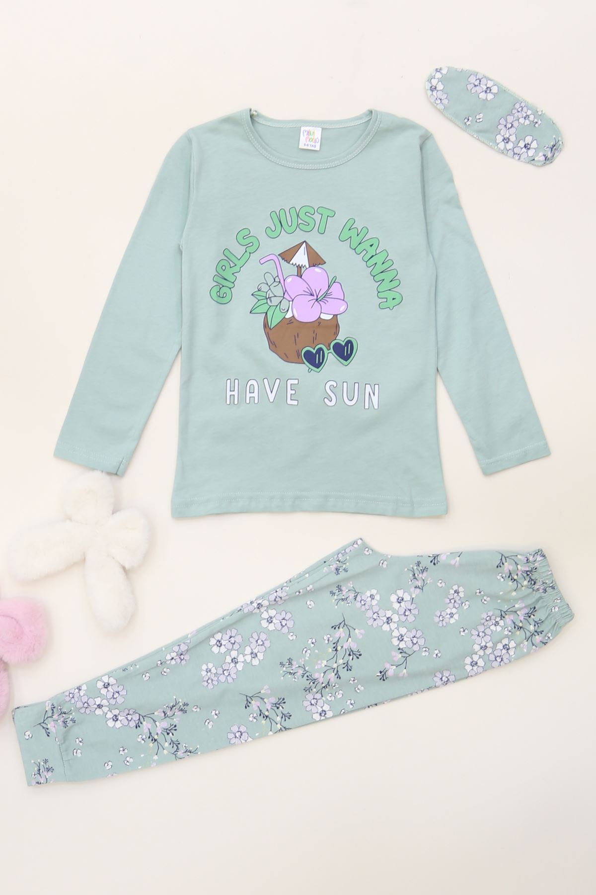 5-12 Yaş Süprem Penye Pijama Takımı Mint - 52081.1951.