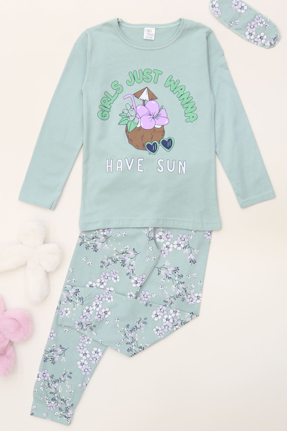 5-12 Yaş Süprem Penye Pijama Takımı Mint - 52081.1951.