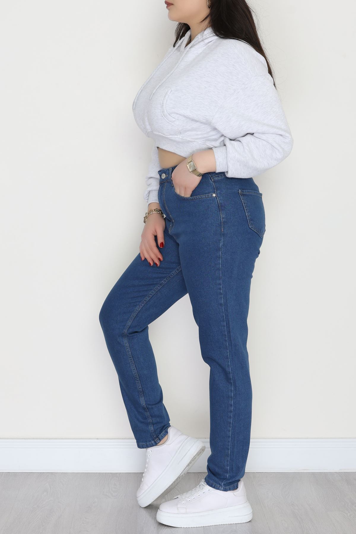 Büyük Beden Dar Paça Kot Pantolon Mavi6 - 42684.1836.