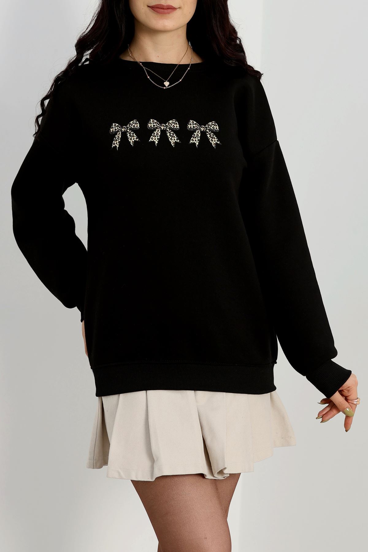 3 İplik Bisiklet Yaka Sweat Siyah - 42241.1878.