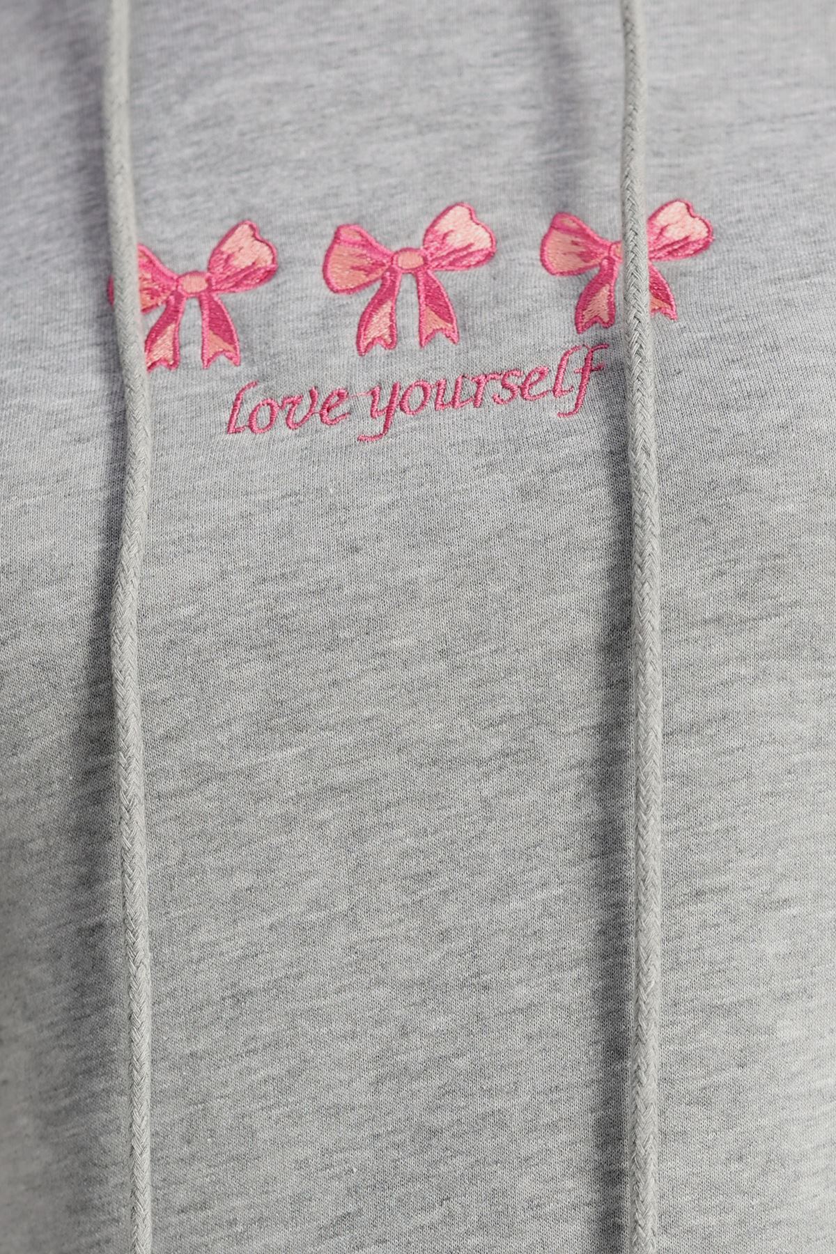 3 İplik Kapşonlu Nakışlı Sweat Gripembe - 42219.1878.