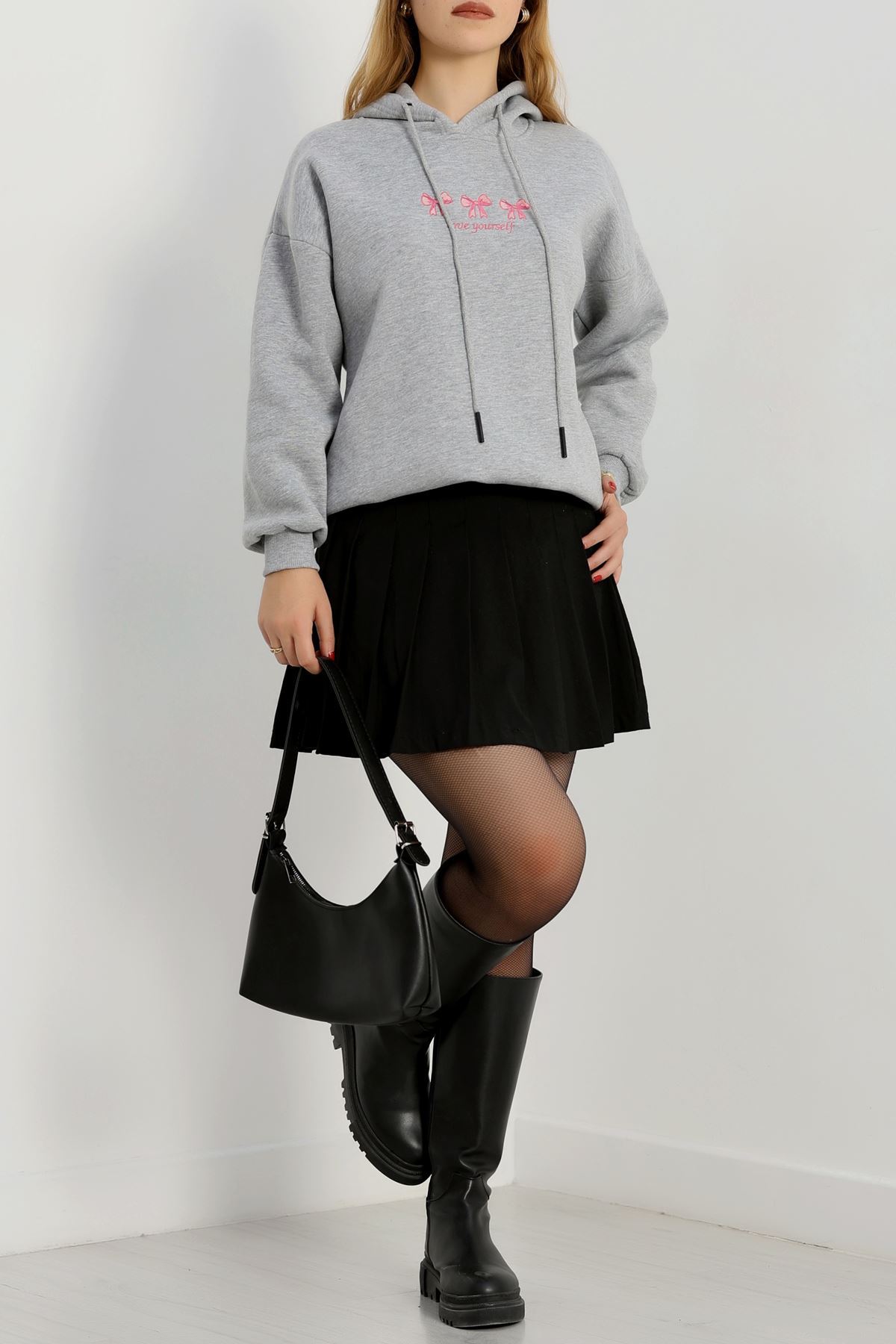 3 İplik Kapşonlu Nakışlı Sweat Gripembe - 42219.1878.