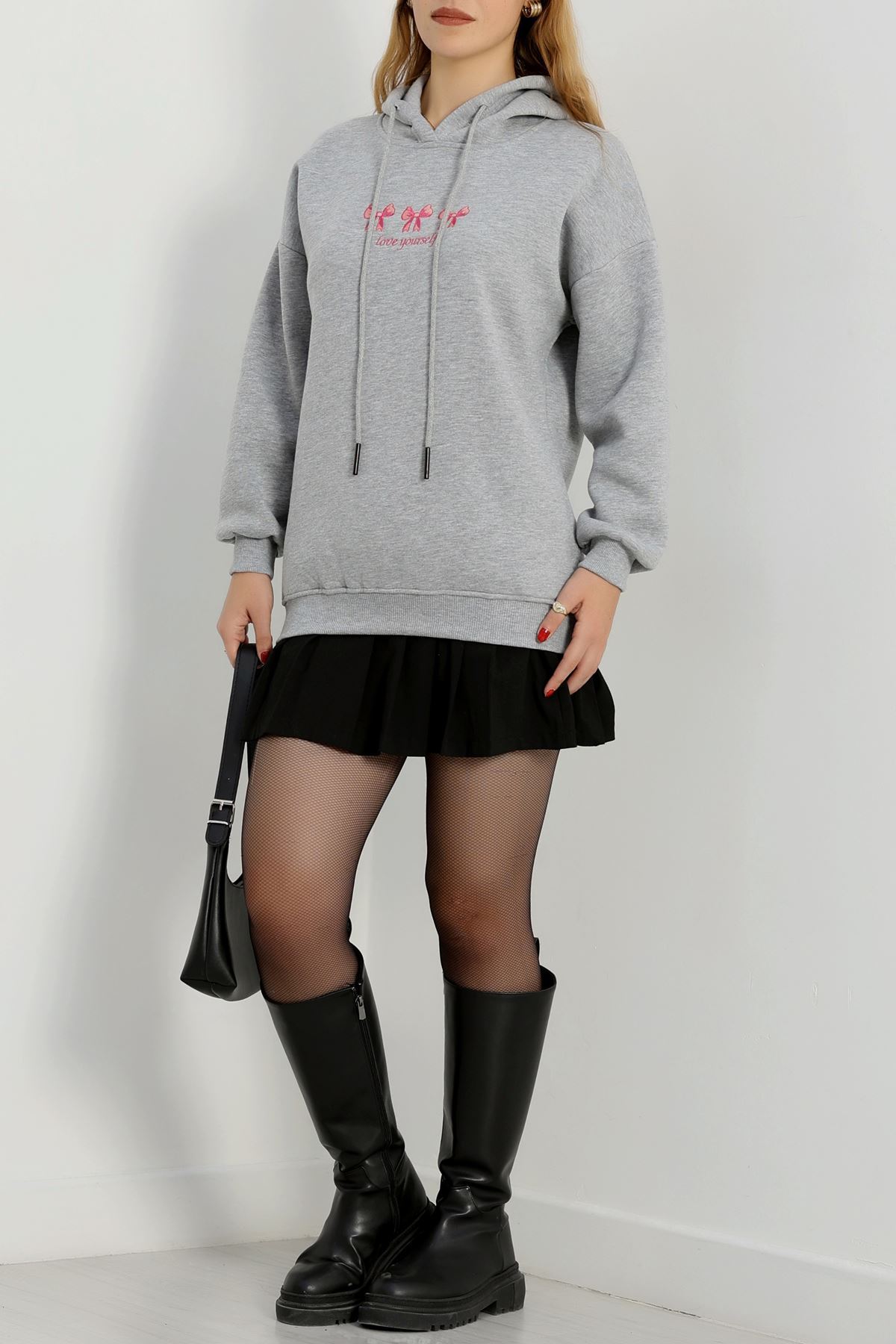 3 İplik Kapşonlu Nakışlı Sweat Gripembe - 42219.1878.