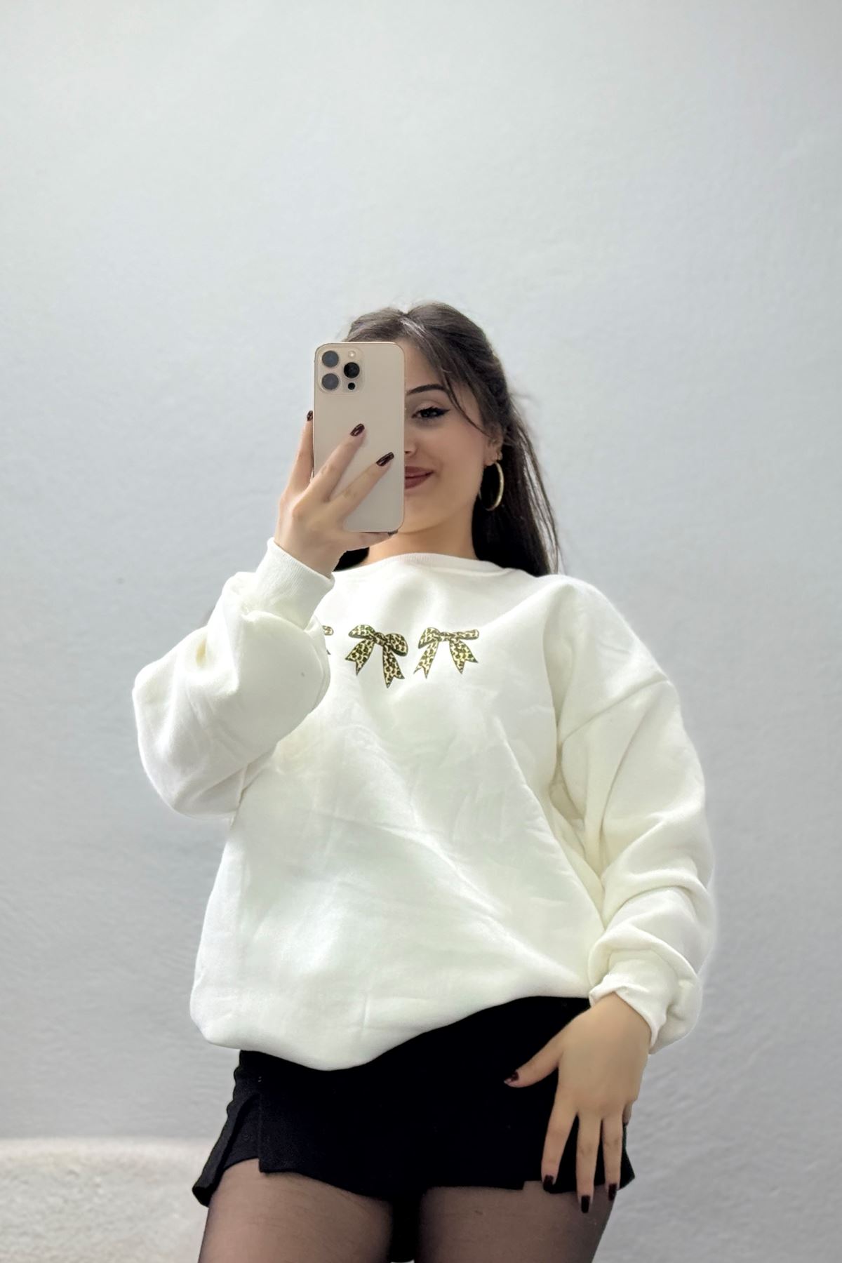 3 İplik Bisiklet Yaka Sweat Ekru - 42241.1878.