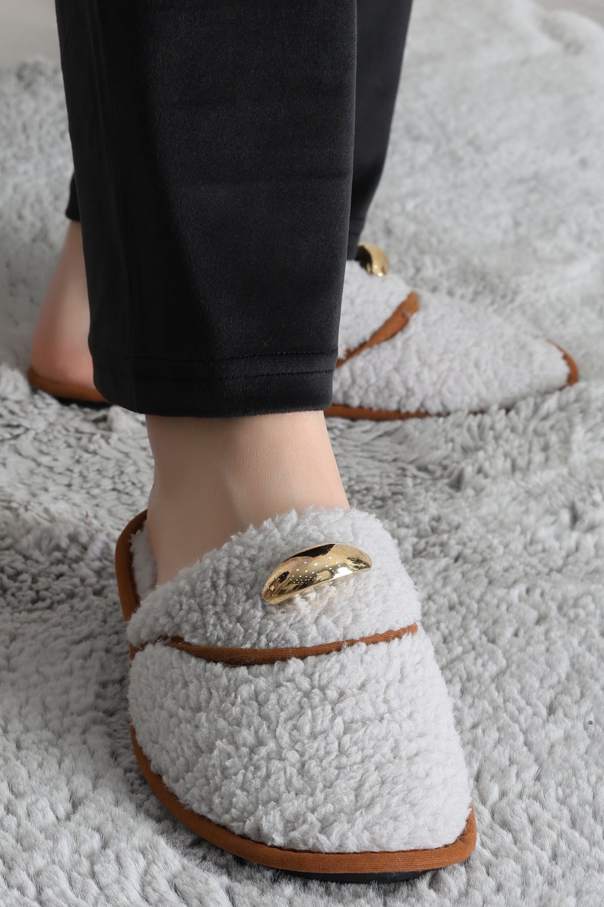 Teddy Ev Terliği Gri - 1760.1846.